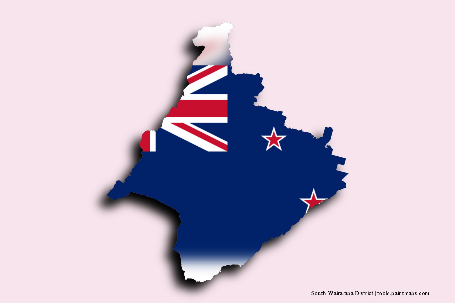 flag map of South Wairarapa with 3D shadow effect