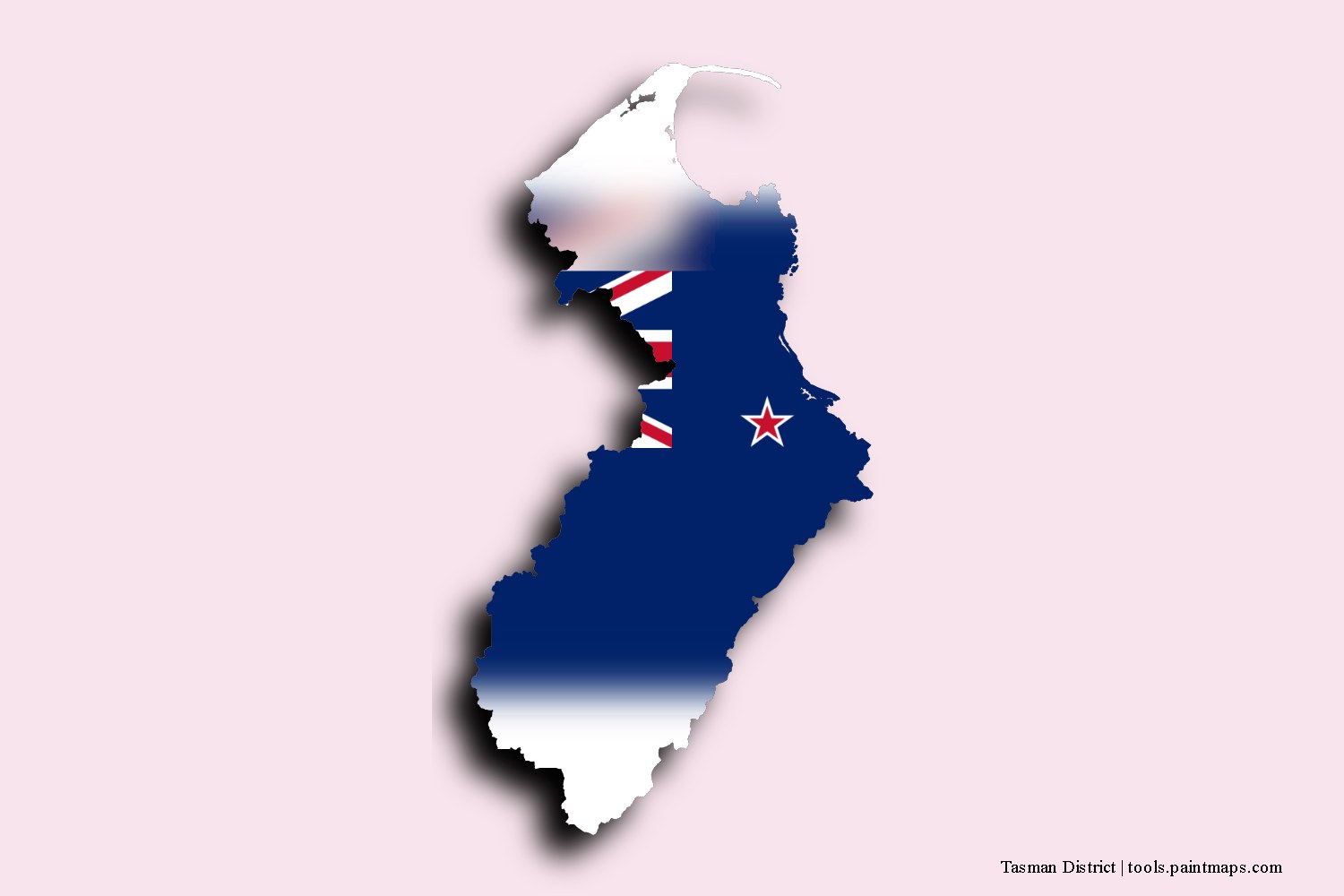 Mapa de la bandera de Tasman District con efecto de sombra 3D