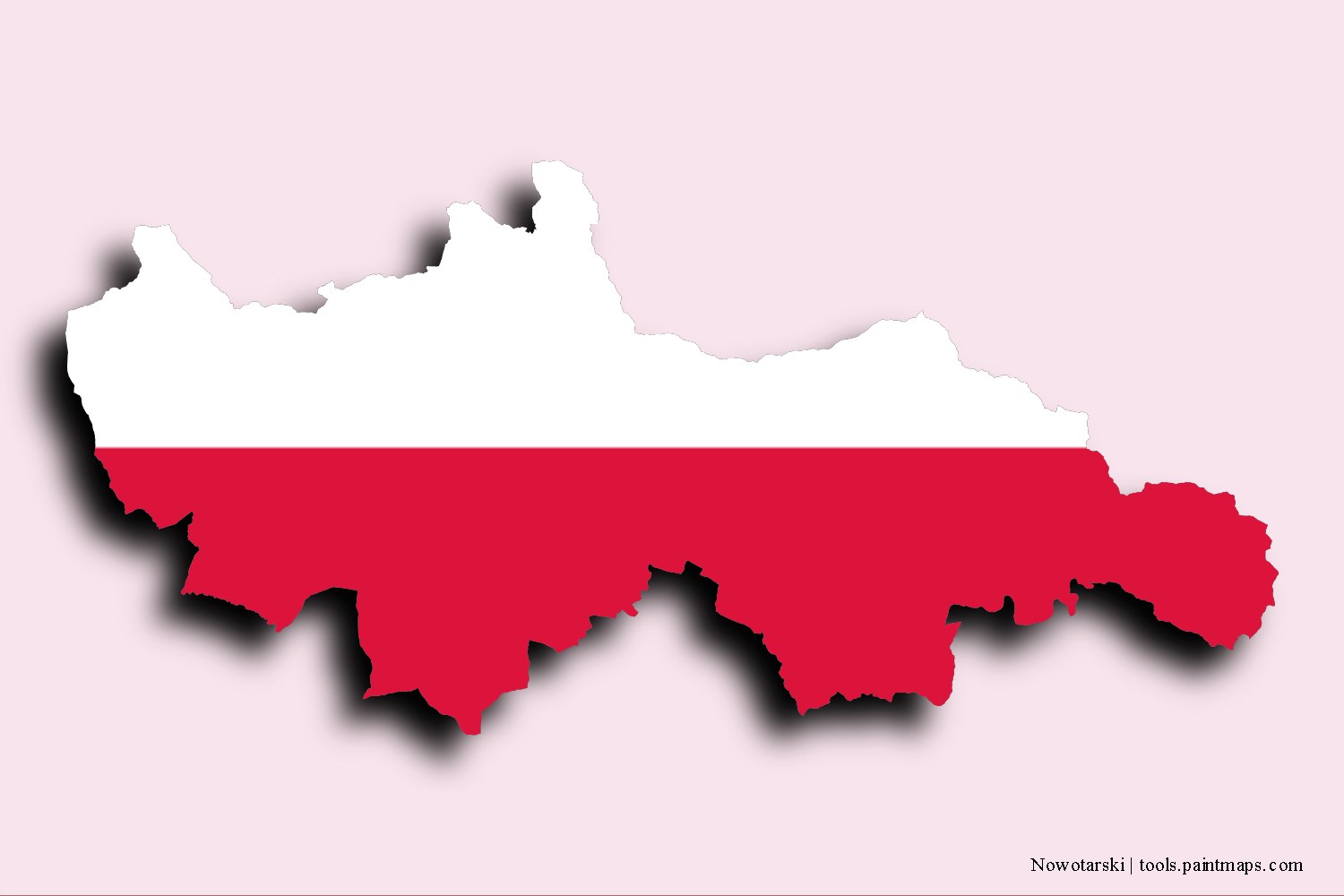 flag map of Nowy Targ with 3D shadow effect