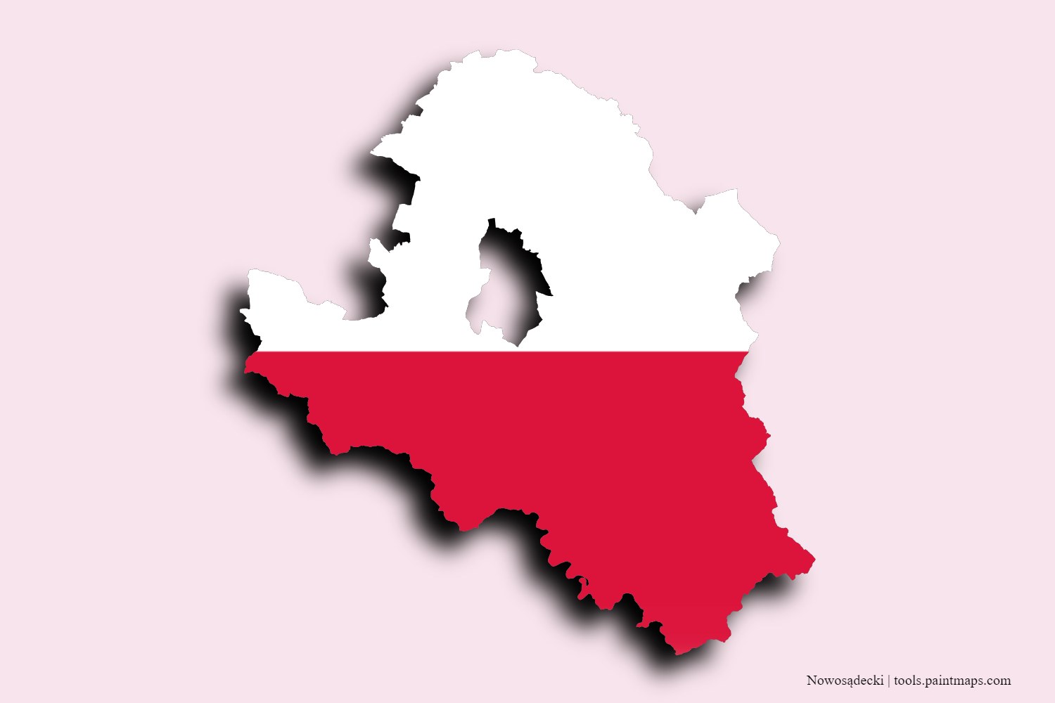 flag map of Nowosądecki with 3D shadow effect