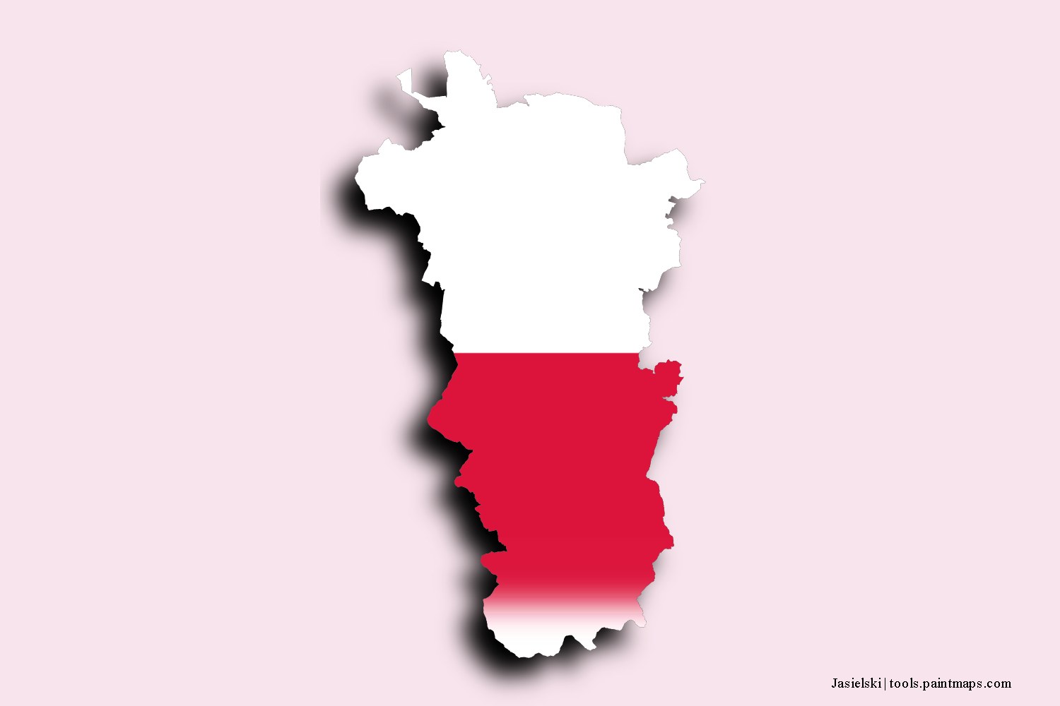 flag map of Jasło with 3D shadow effect