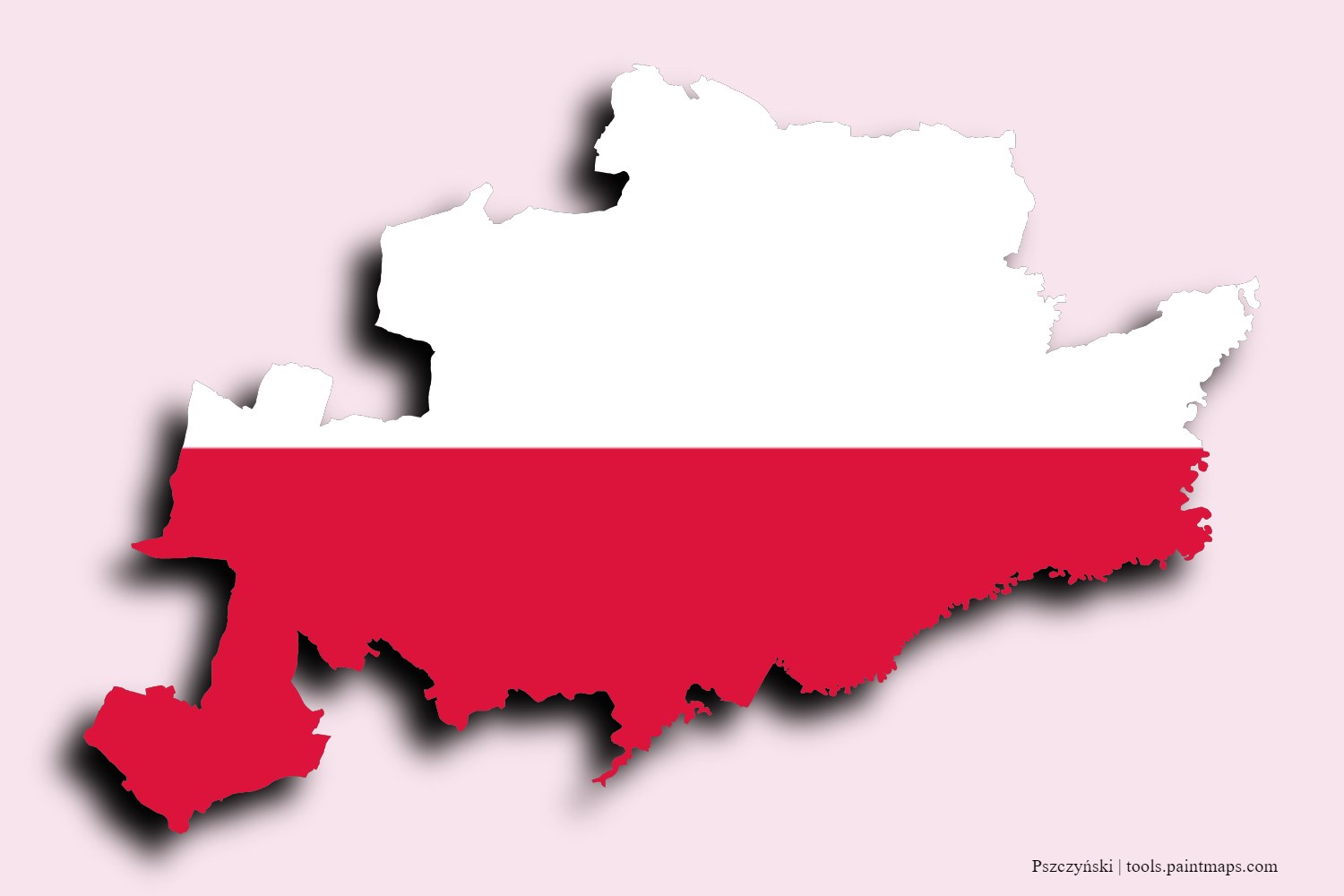 flag map of Pszczyński with 3D shadow effect