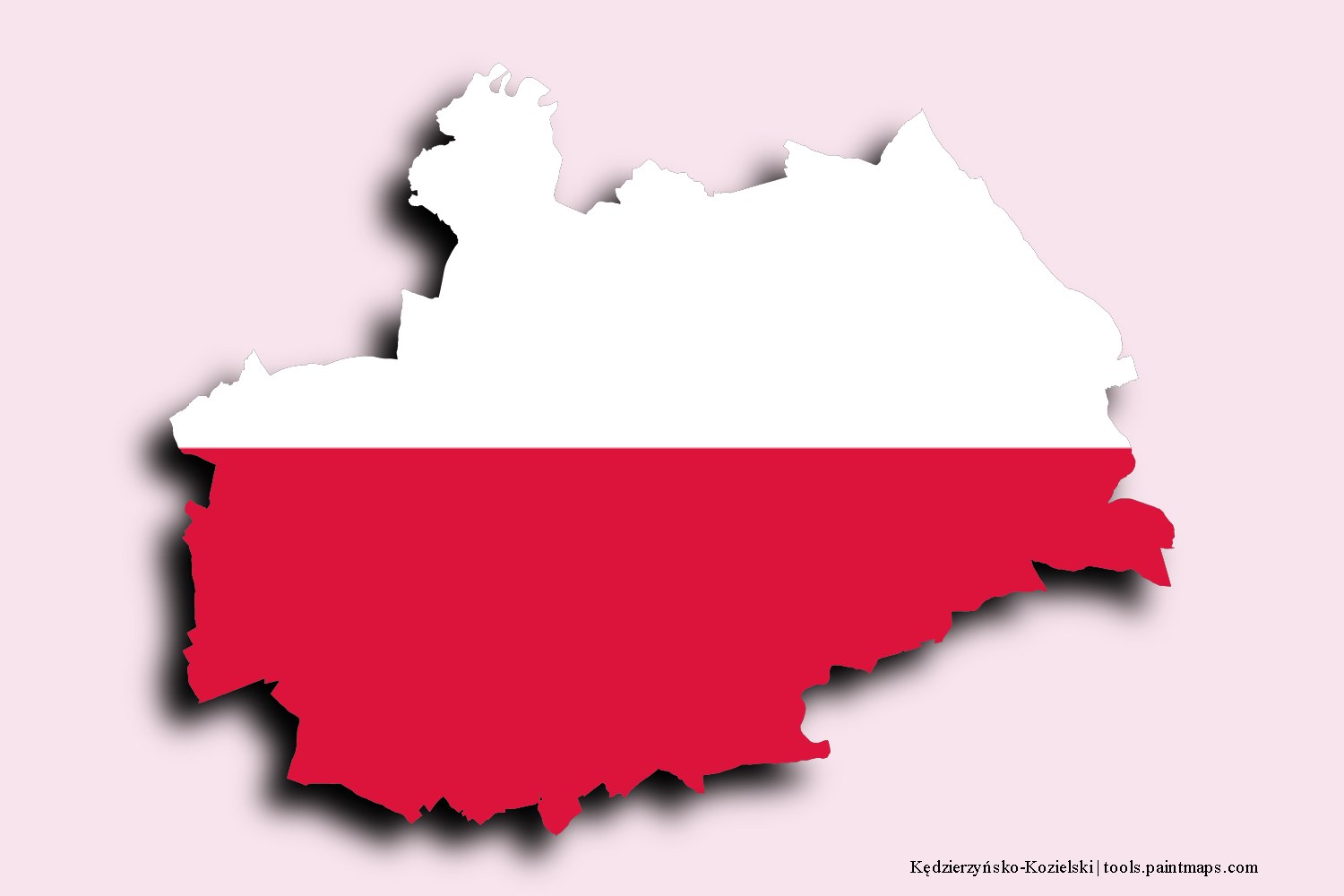 flag map of Kędzierzyńsko-Kozielski with 3D shadow effect