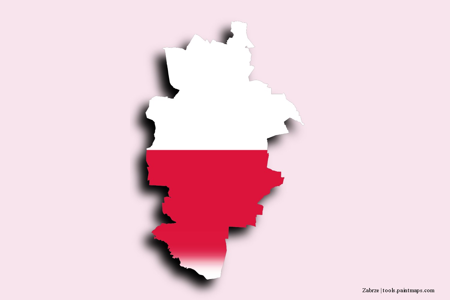 flag map of Zabrze with 3D shadow effect