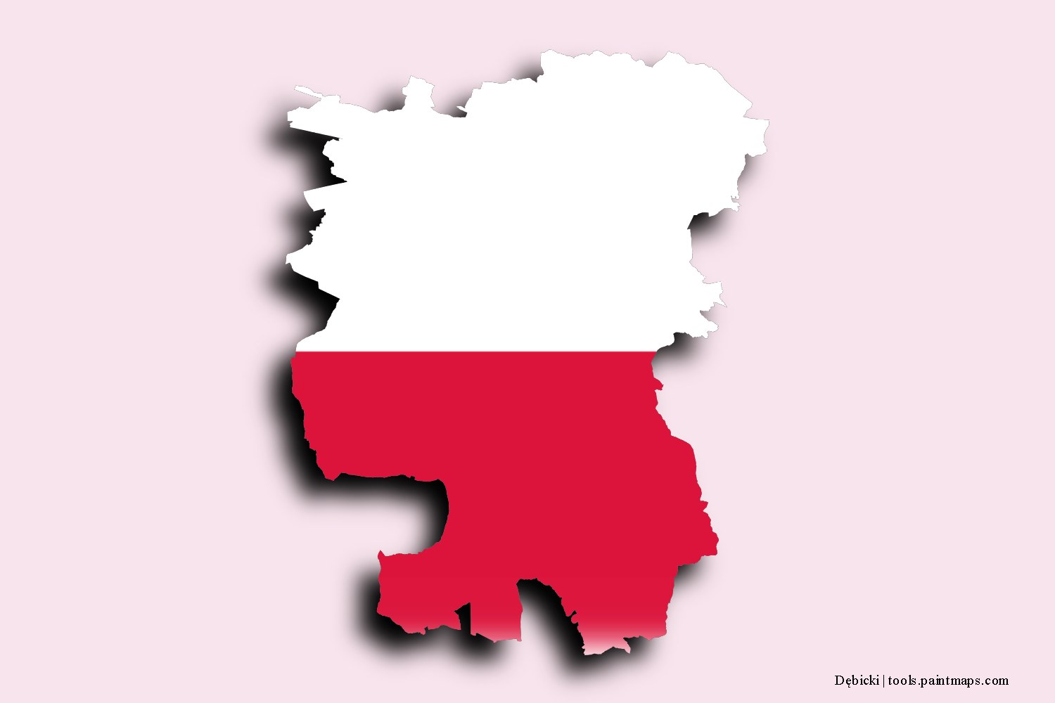 flag map of Dębicki with 3D shadow effect