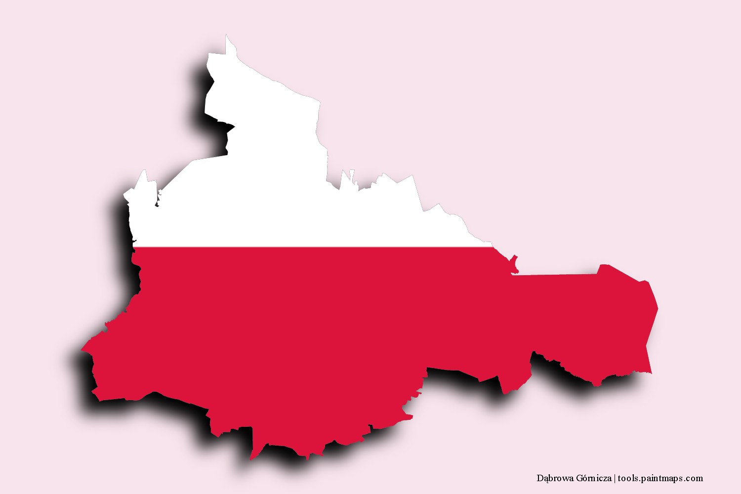 flag map of Dąbrowa Górnicza with 3D shadow effect