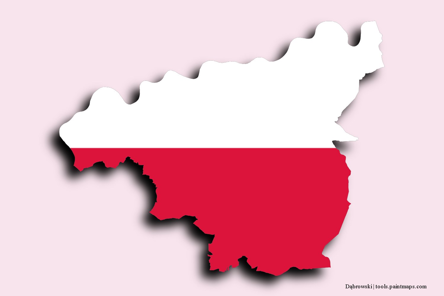 flag map of Dąbrowski with 3D shadow effect