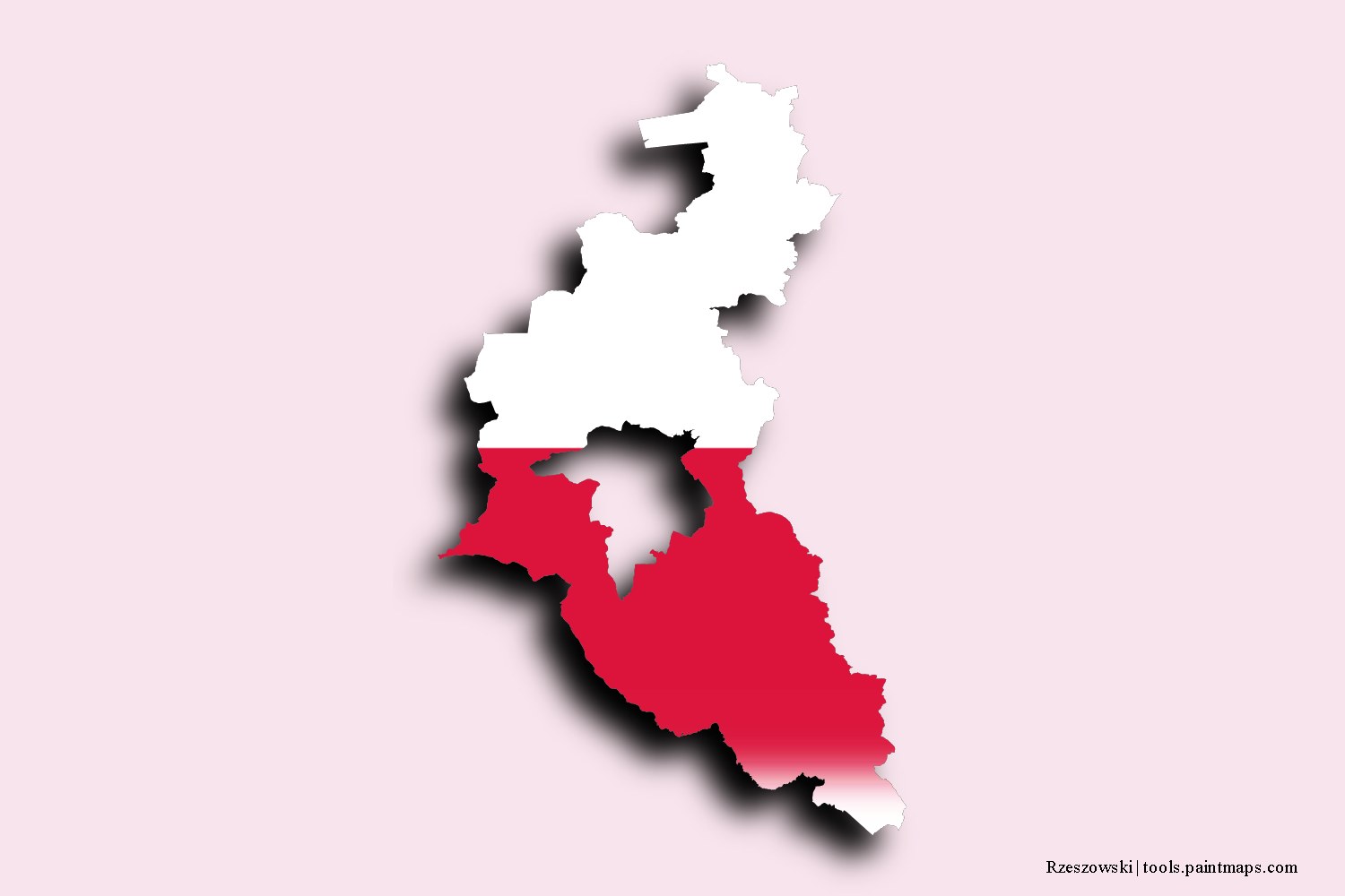 Mapa de la bandera de Rzeszowski con efecto de sombra 3D