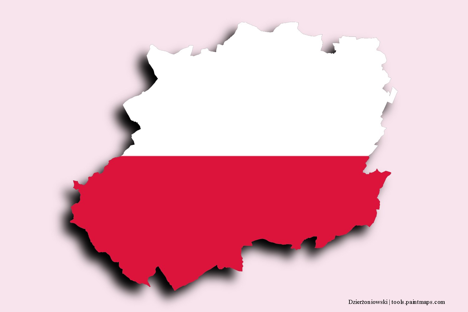 flag map of Dzierżoniów with 3D shadow effect