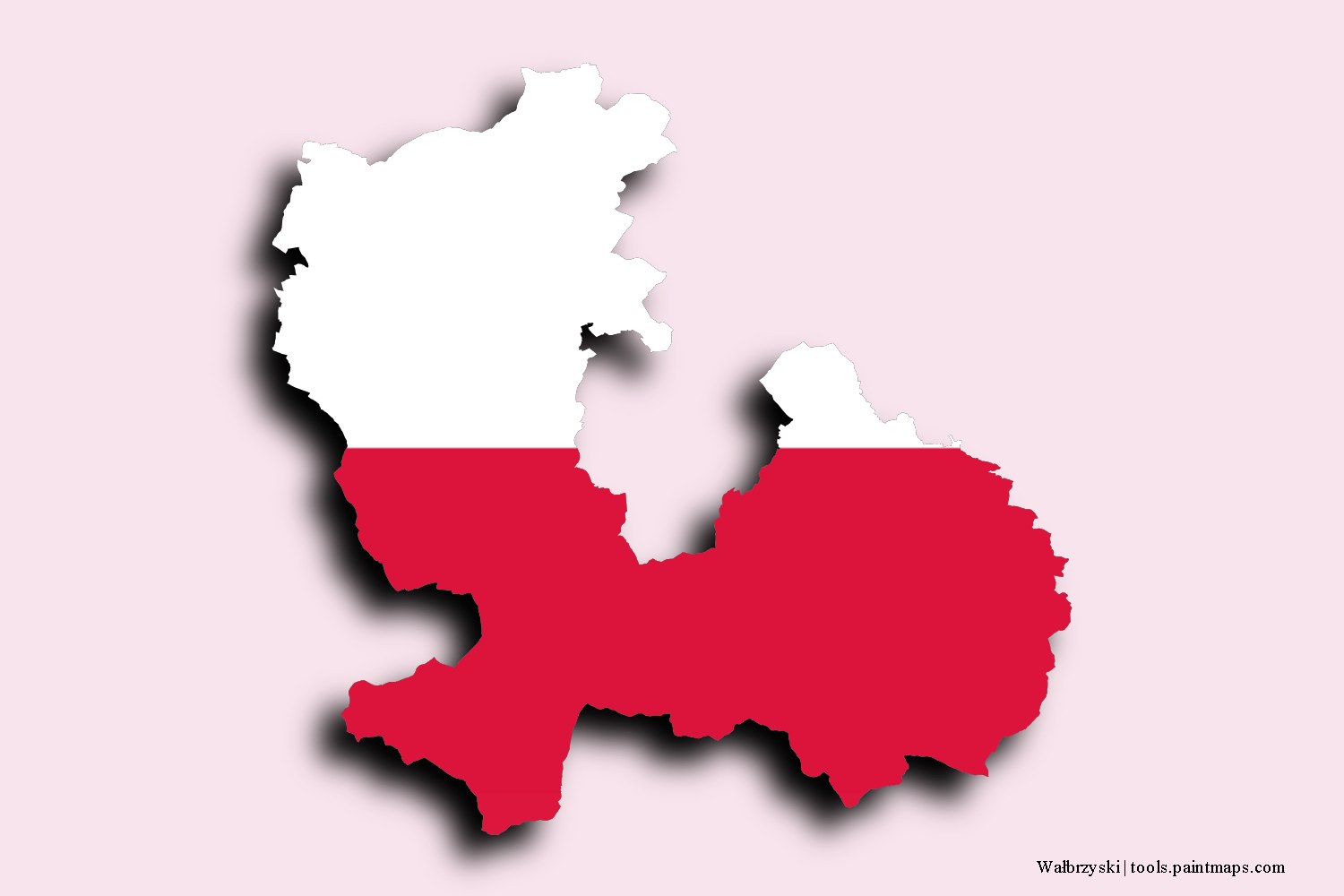 flag map of Wałbrzyski with 3D shadow effect