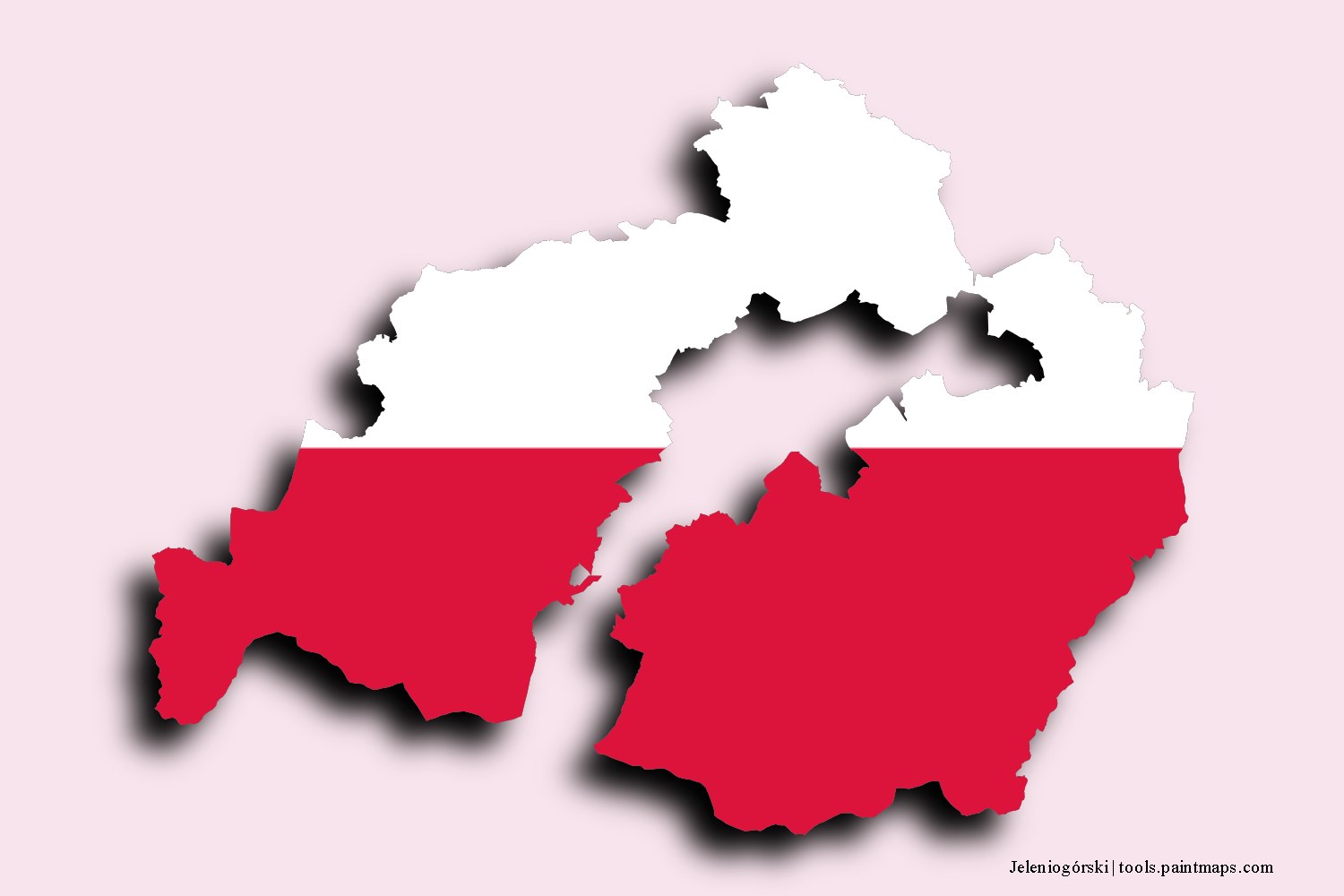 flag map of Jeleniogórski with 3D shadow effect