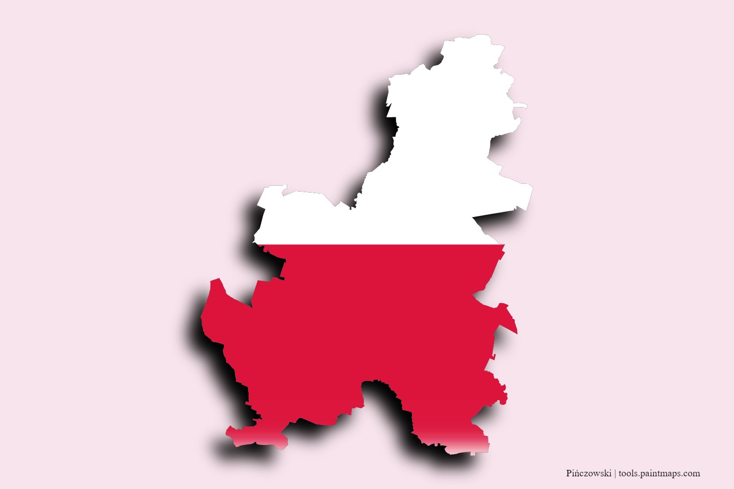 flag map of Pińczowski with 3D shadow effect