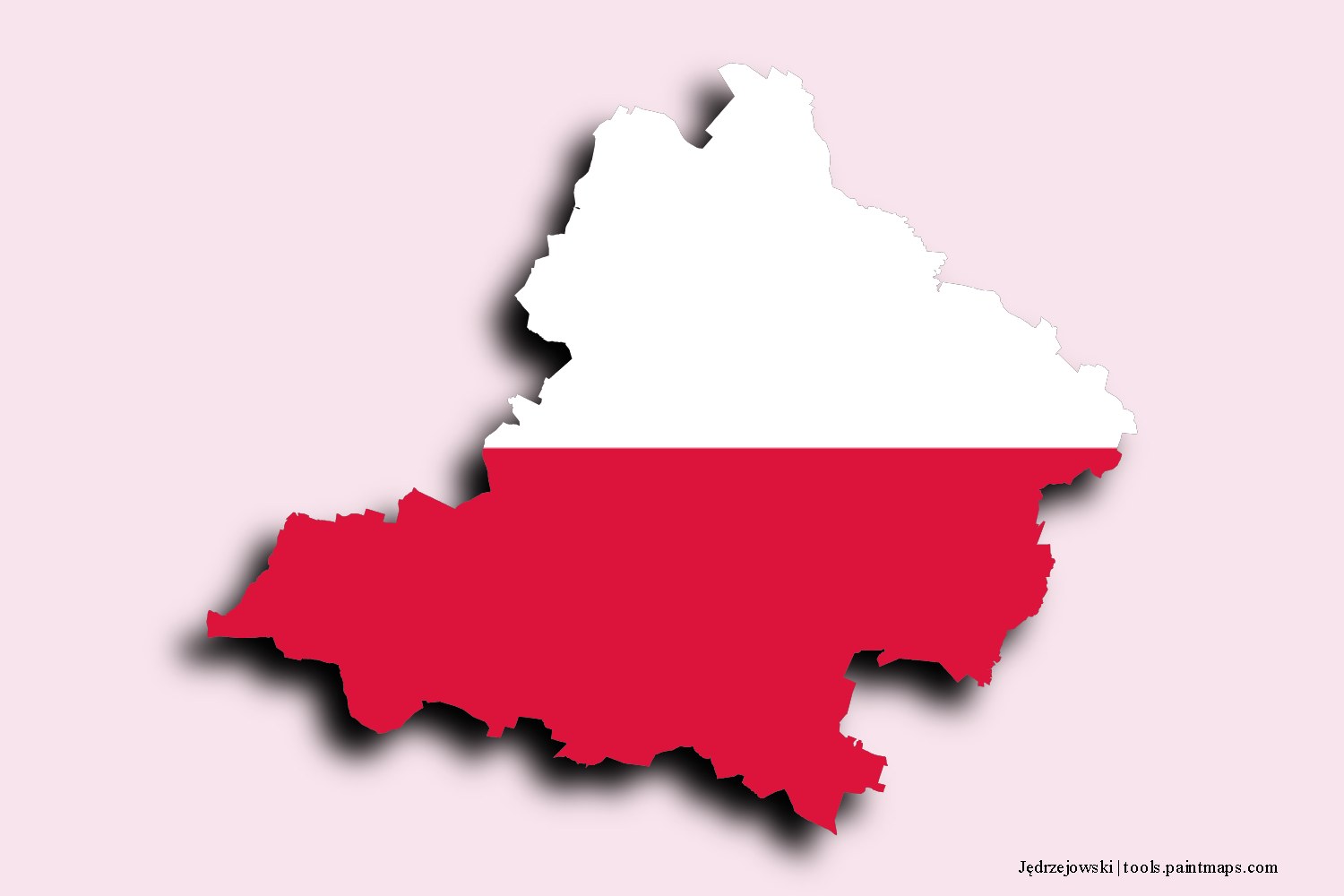 flag map of Jędrzejowski with 3D shadow effect