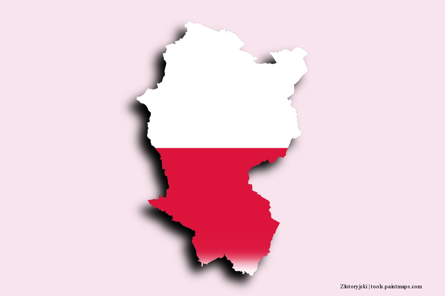 flag map of Złotoryjski with 3D shadow effect