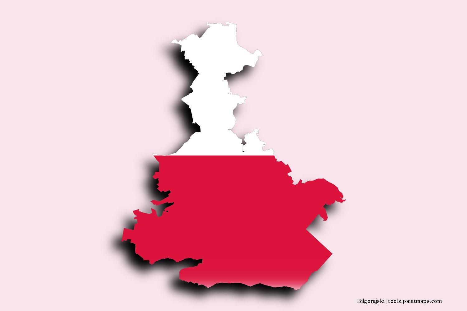 Mapa de la bandera de Biłgorajski con efecto de sombra 3D