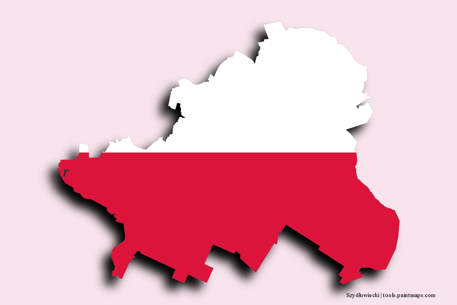 Mapa de la bandera de Szydłowiecki con efecto de sombra 3D