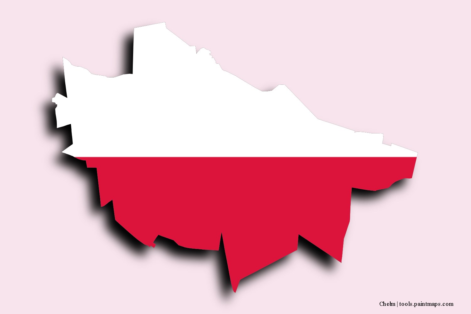 flag map of Chełm with 3D shadow effect