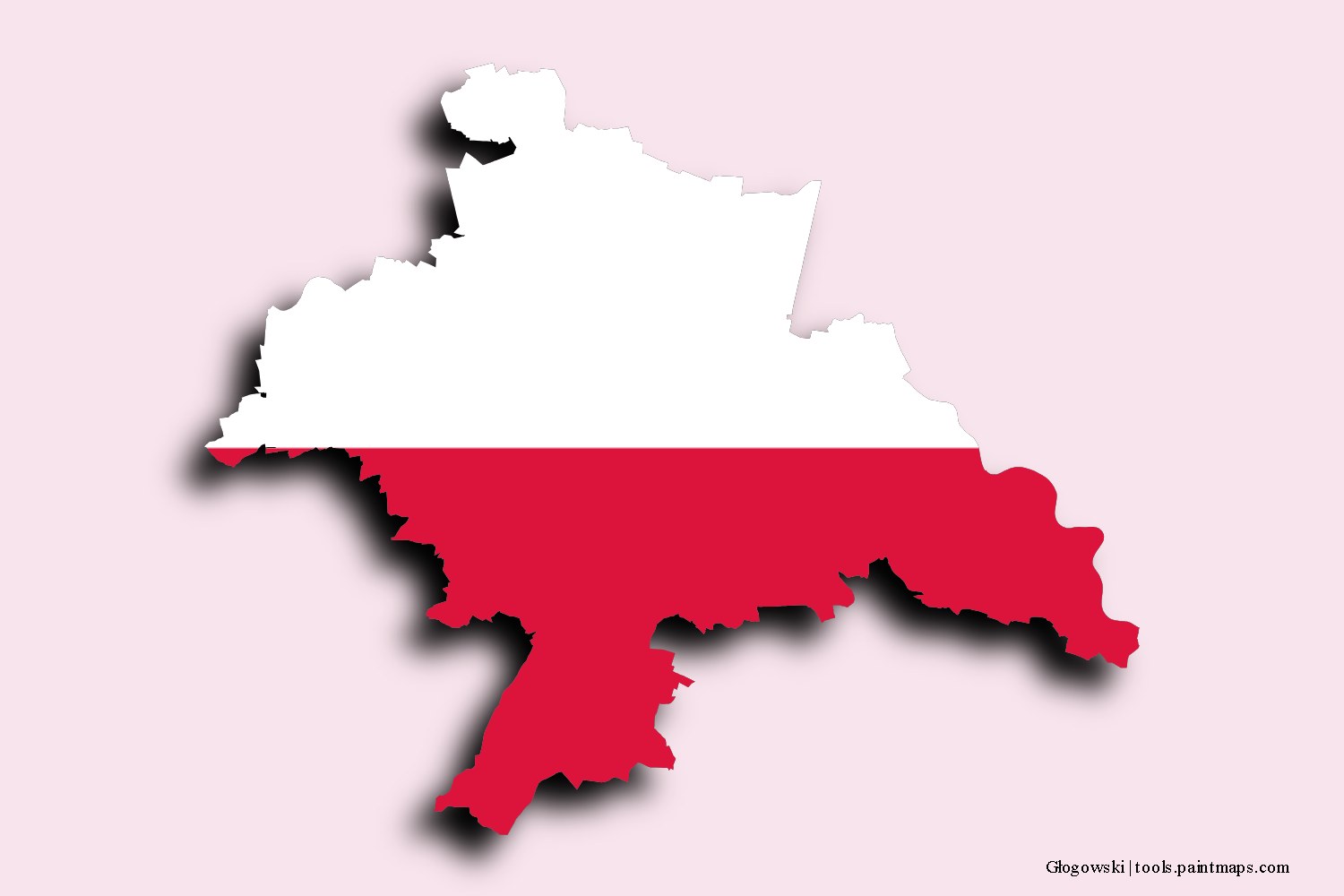 flag map of Głogowski with 3D shadow effect