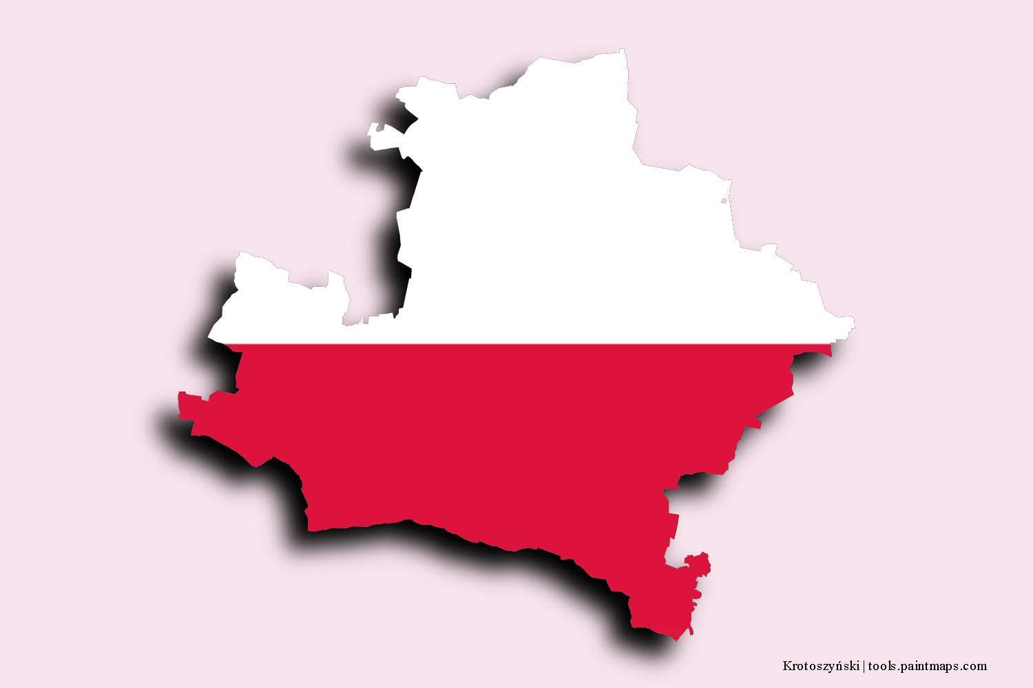 flag map of Krotoszyński with 3D shadow effect