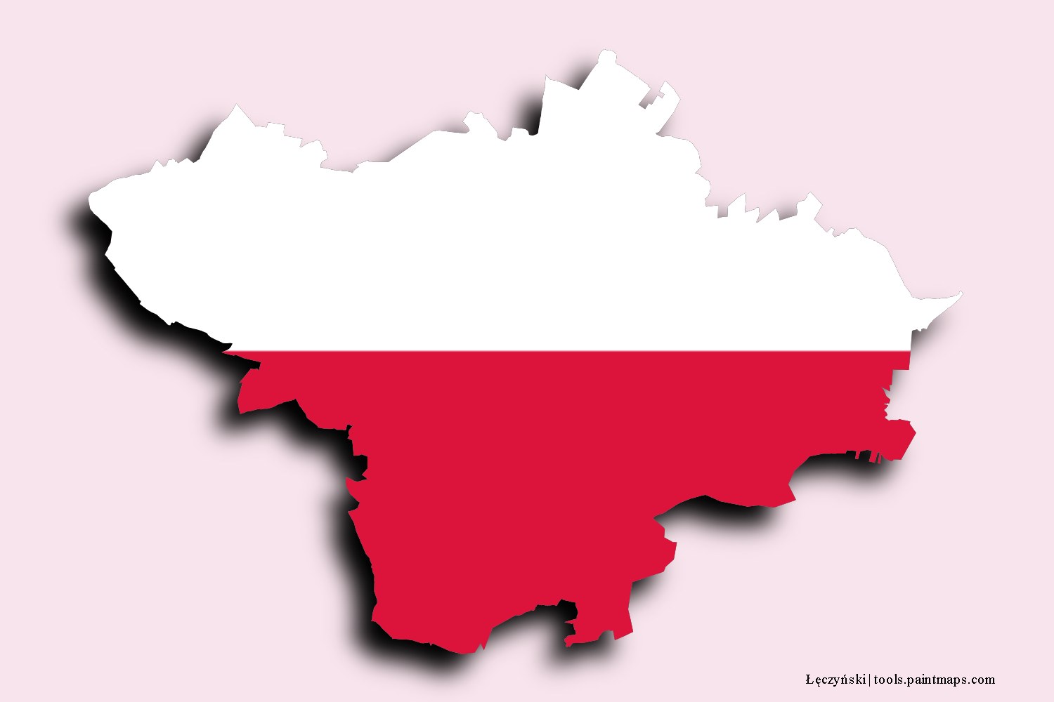 flag map of Łęczyński with 3D shadow effect