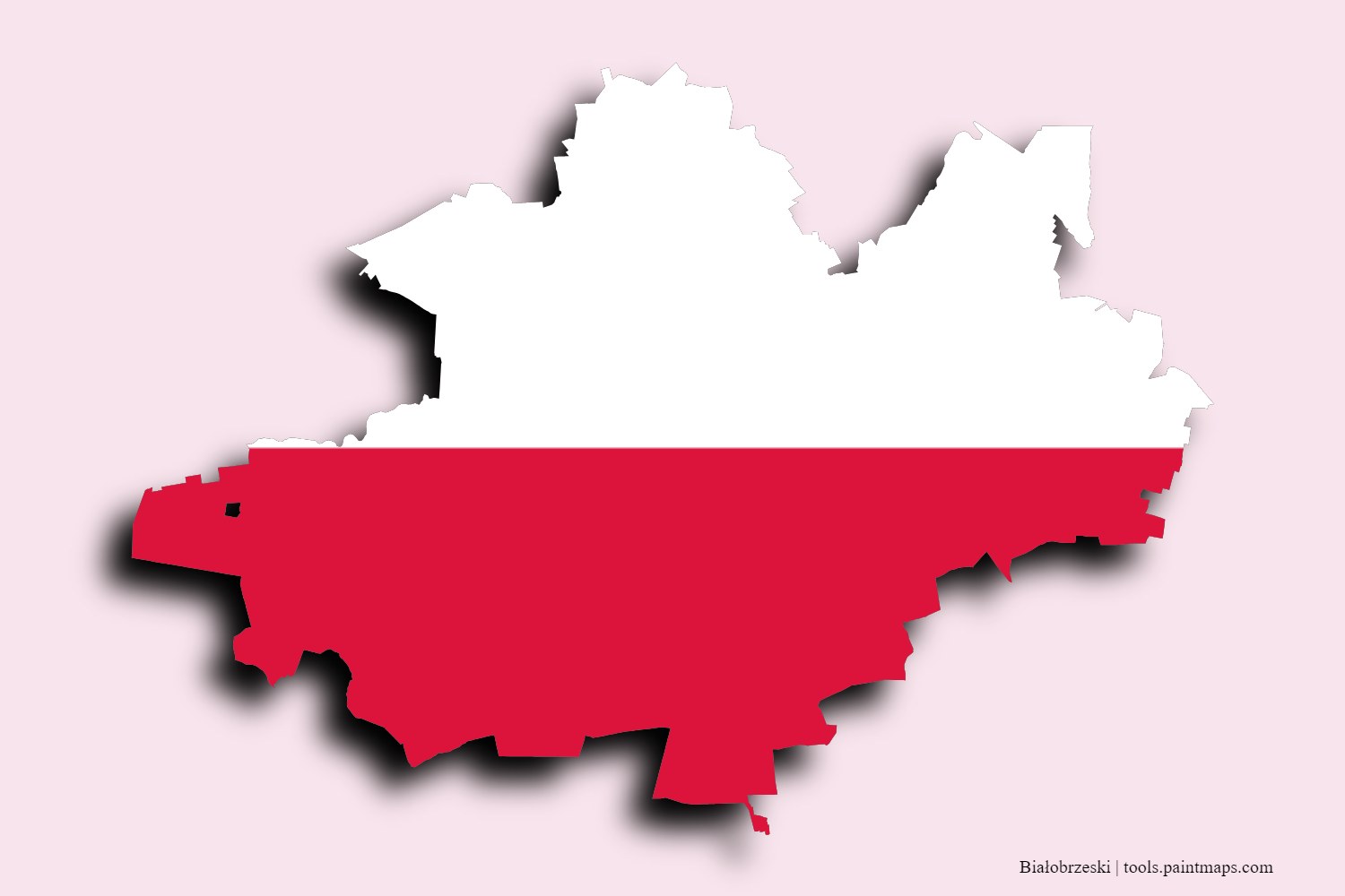 flag map of Białobrzeski with 3D shadow effect