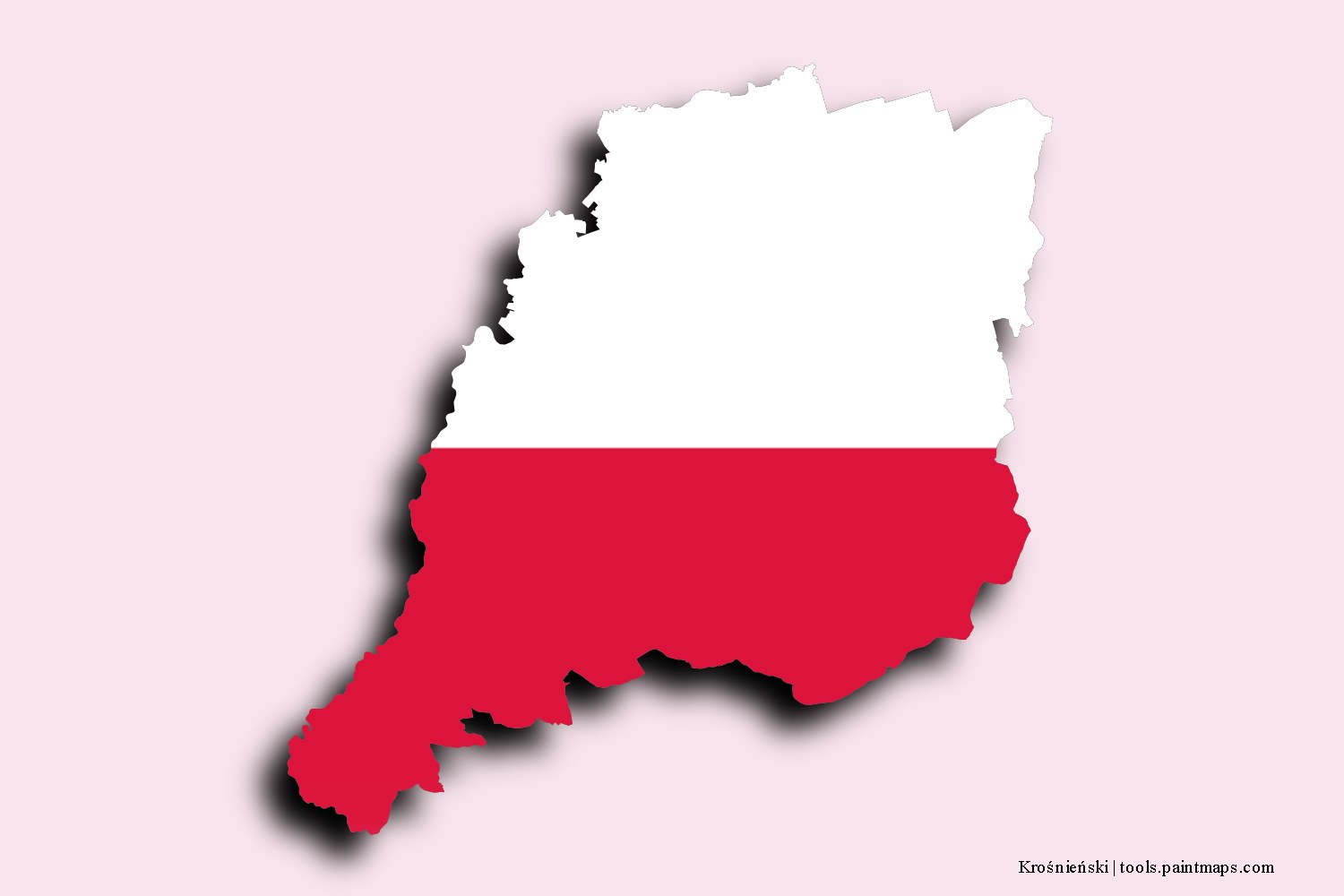 flag map of Krośnieński with 3D shadow effect