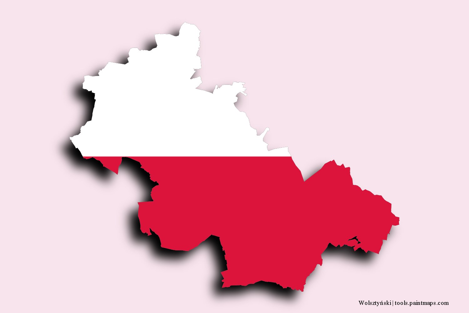 flag map of Wolsztyński with 3D shadow effect