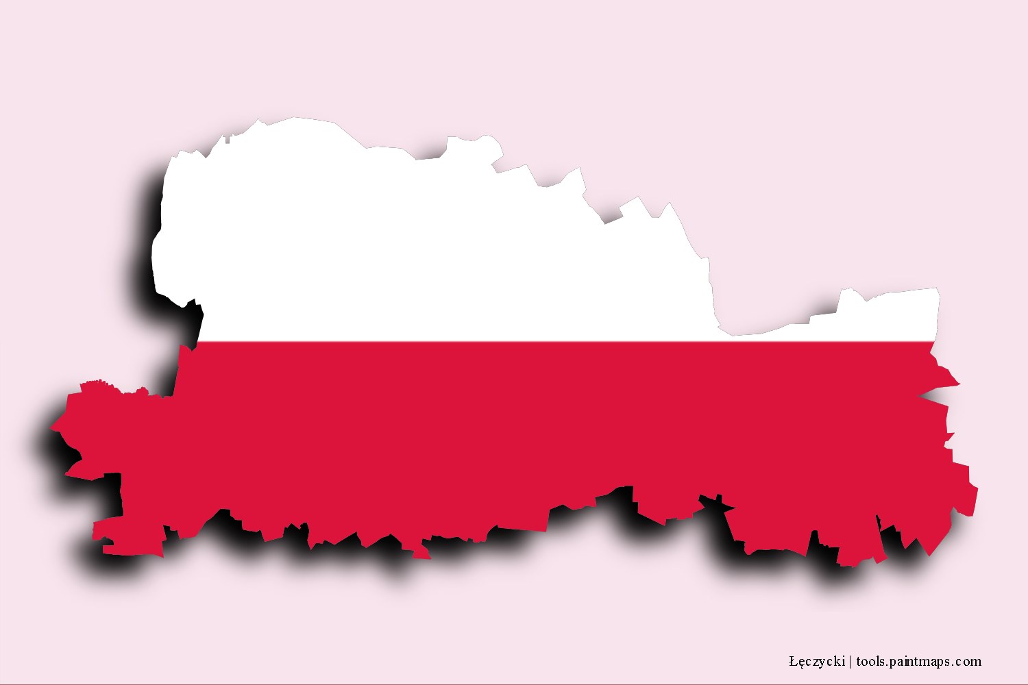 flag map of Łęczycki with 3D shadow effect