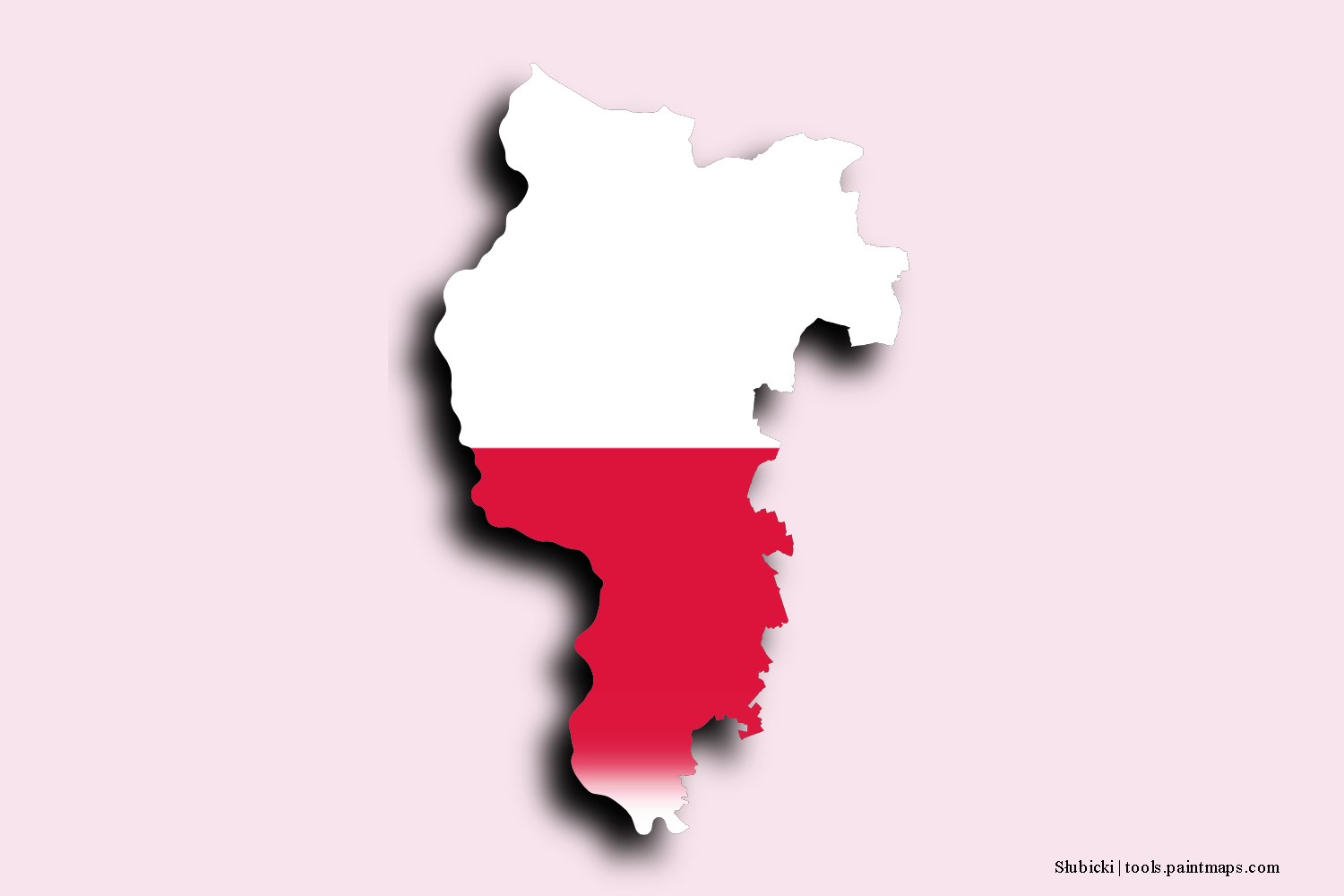 flag map of Słubicki with 3D shadow effect