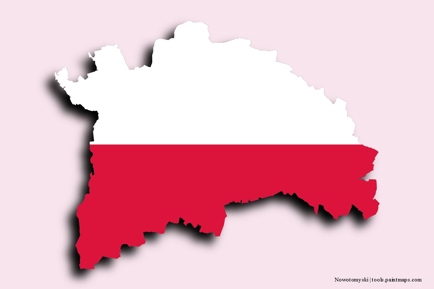 flag map of Nowy Tomyśl with 3D shadow effect