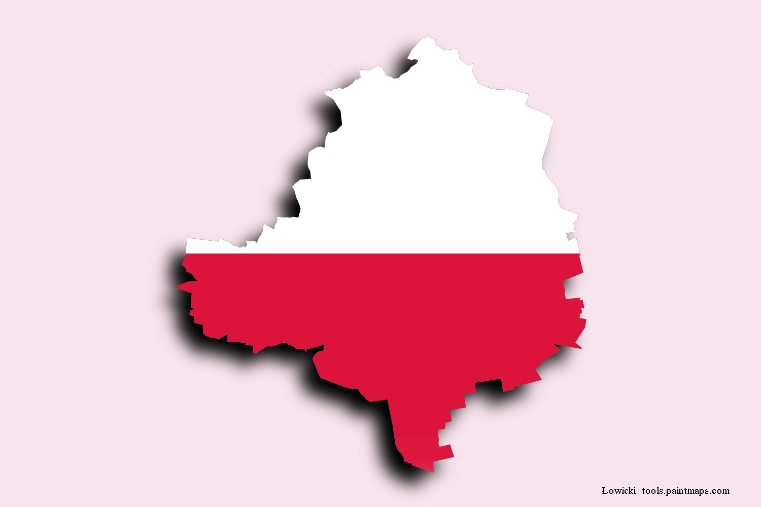 flag map of Łowicki with 3D shadow effect