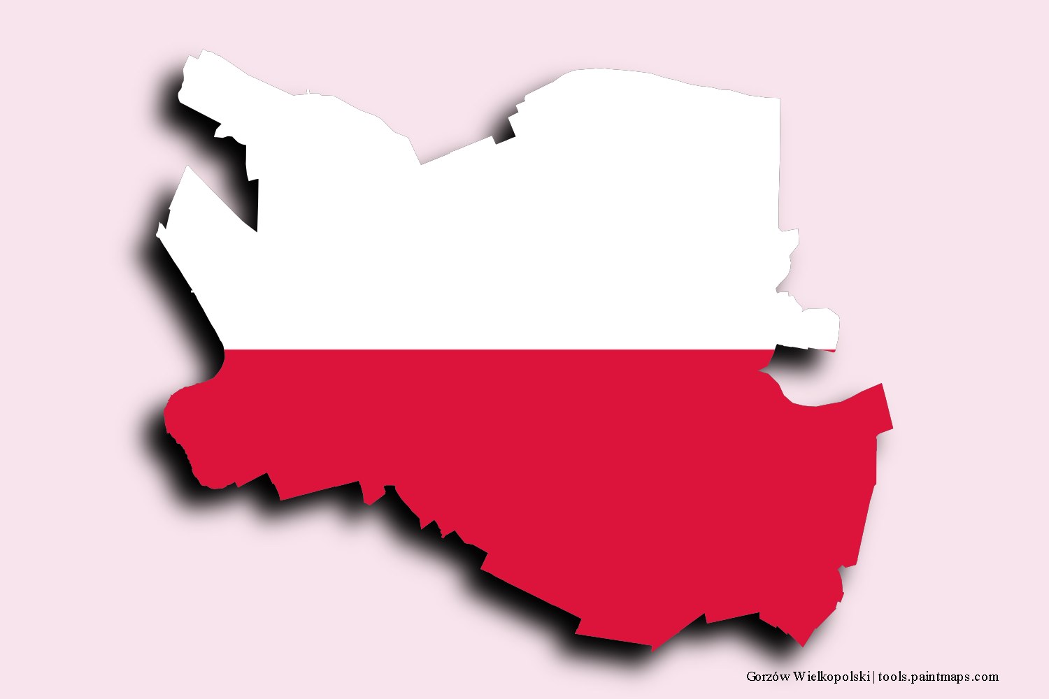 flag map of Gorzów Wielkopolski with 3D shadow effect