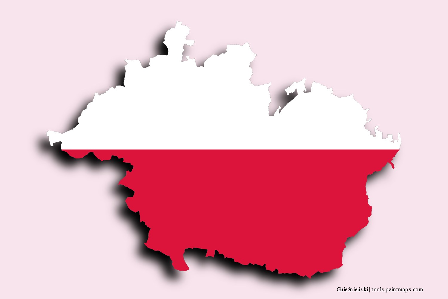 flag map of Gnieźnieński with 3D shadow effect