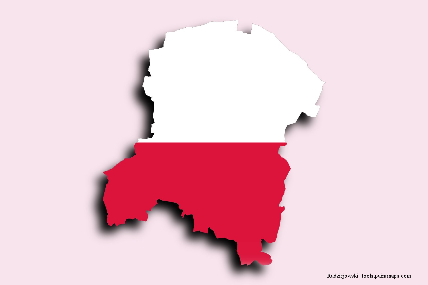 flag map of Radziejów with 3D shadow effect