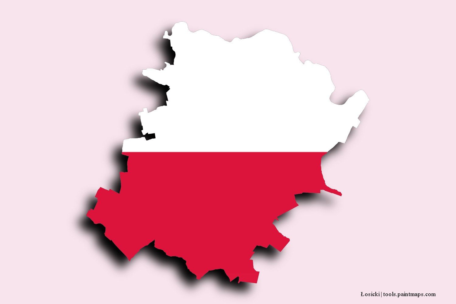 flag map of Łosicki with 3D shadow effect