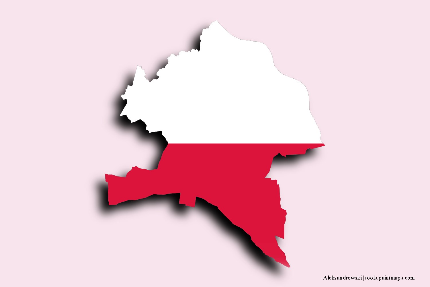 flag map of Aleksandrów with 3D shadow effect