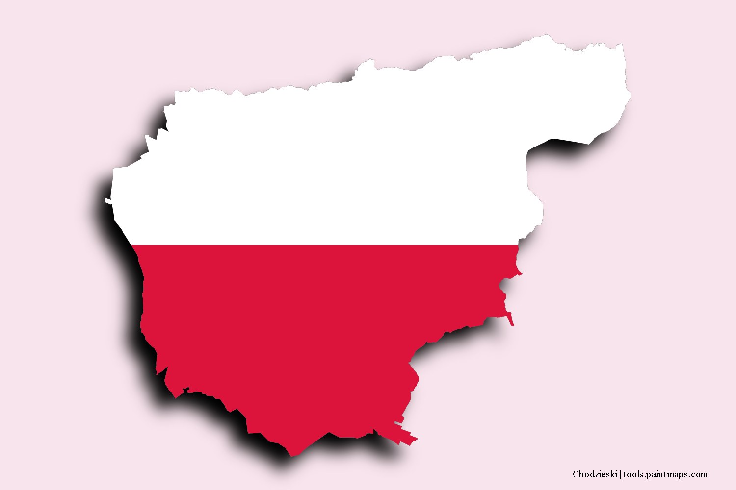 flag map of Chodzież with 3D shadow effect