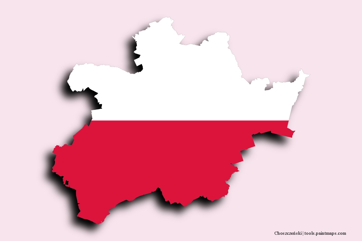 flag map of Choszczeński with 3D shadow effect