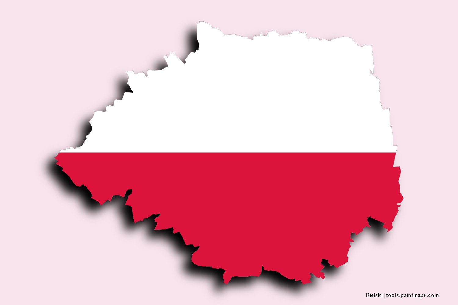 flag map of Bielski with 3D shadow effect