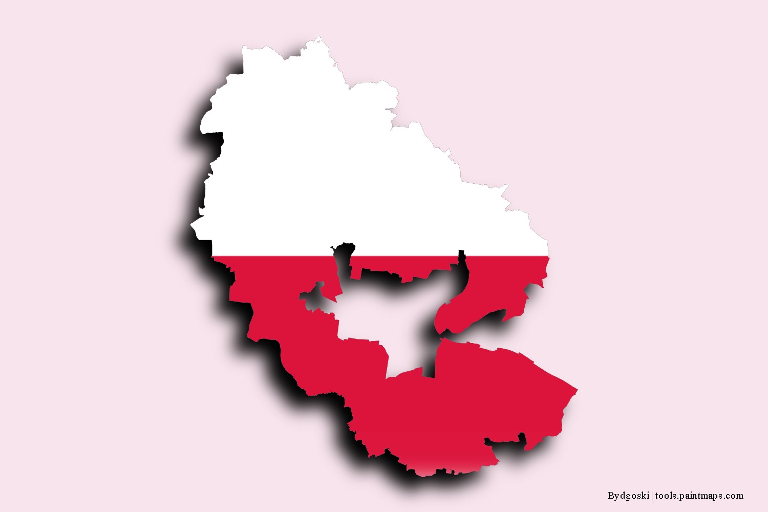 flag map of Bydgoszcz County with 3D shadow effect