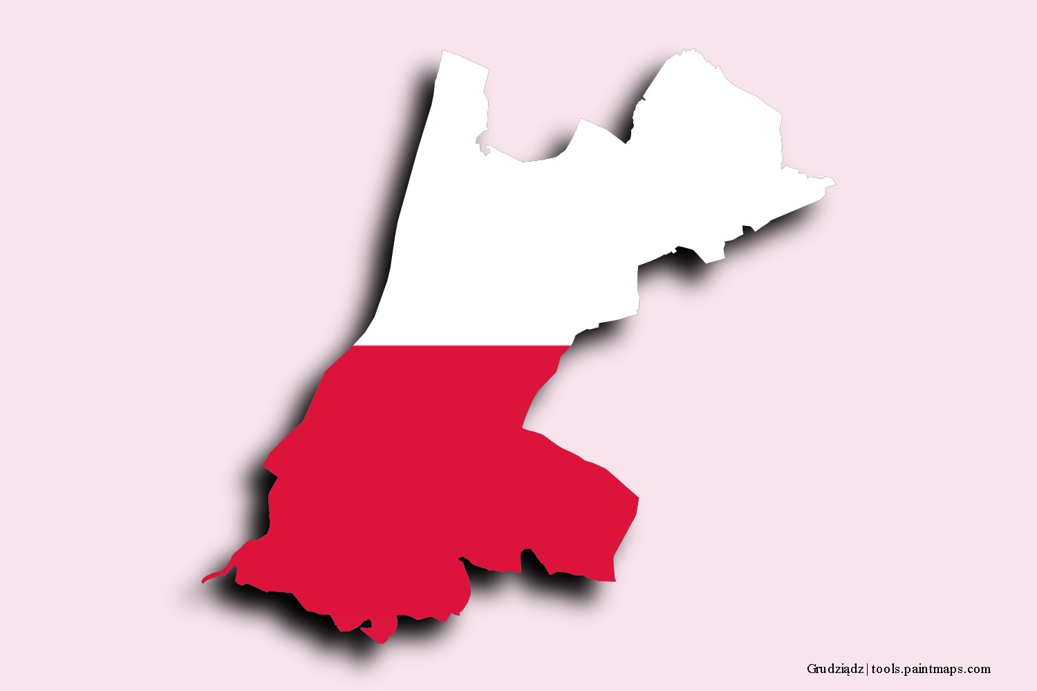 flag map of Grudziądz with 3D shadow effect