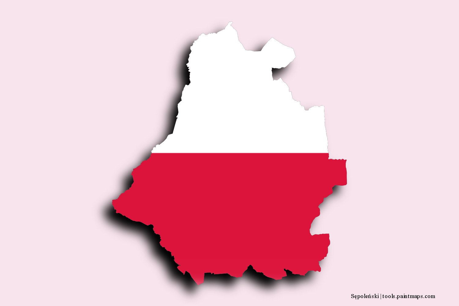 flag map of Sępoleński with 3D shadow effect