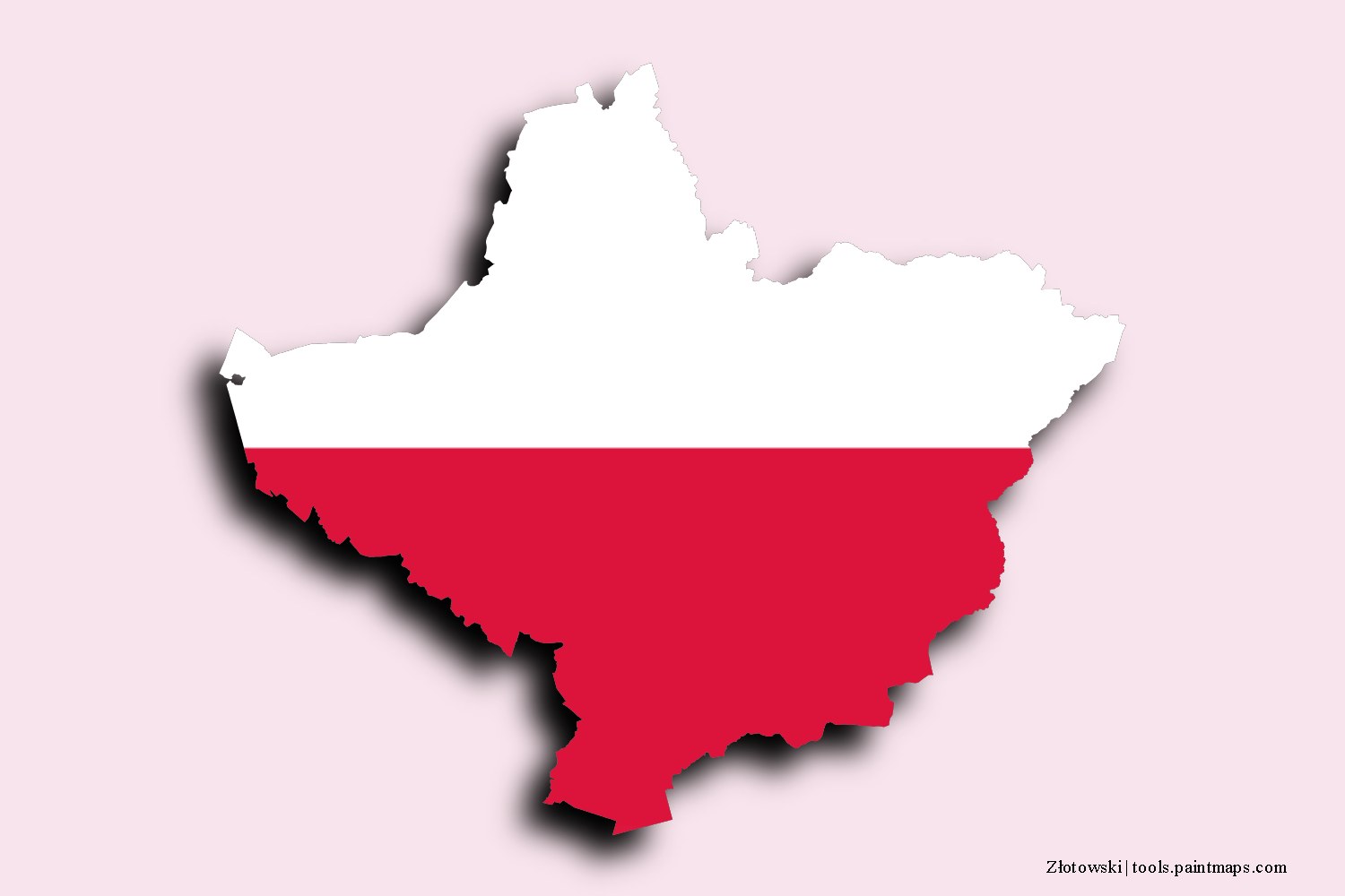 flag map of Złotowski with 3D shadow effect