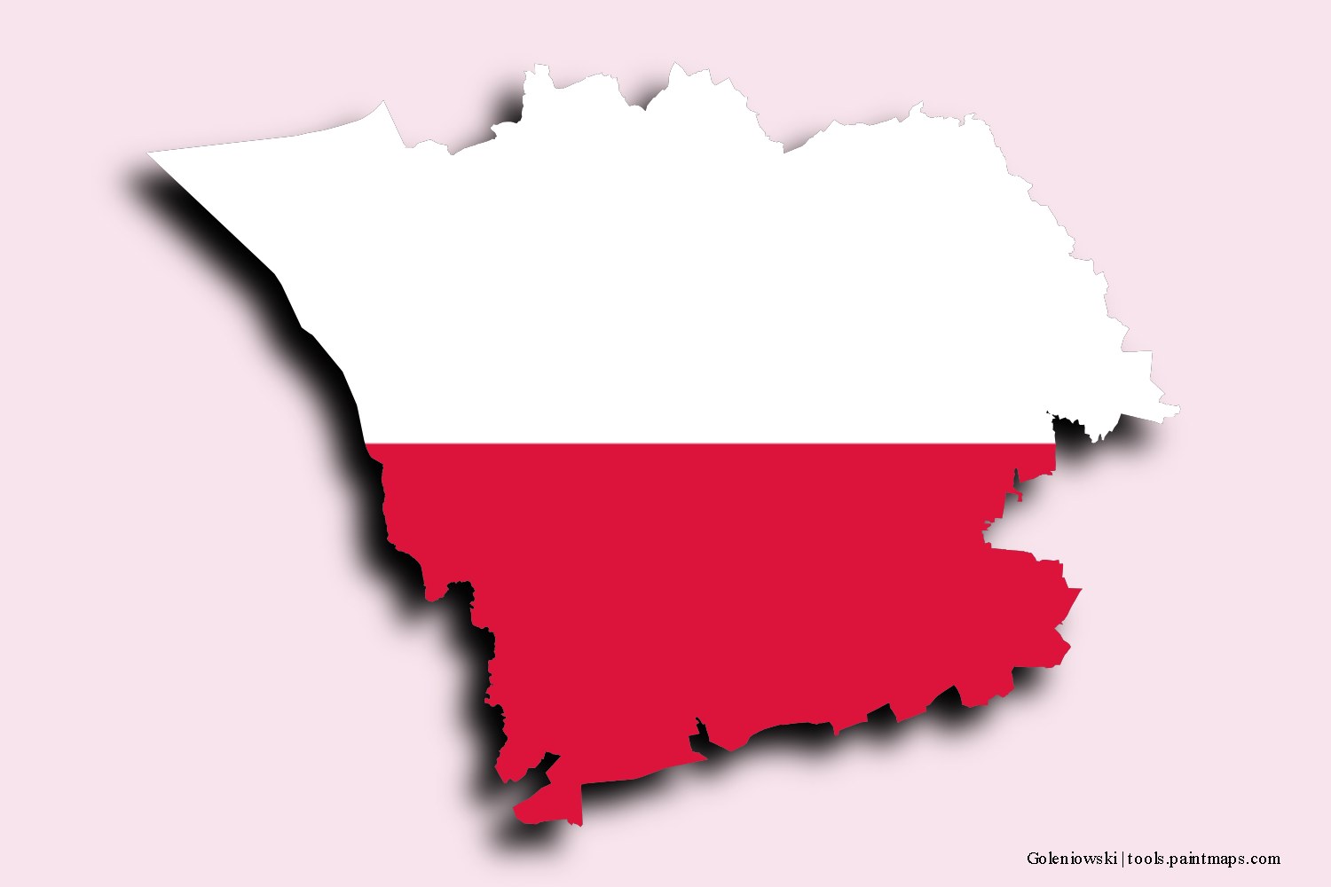 flag map of Goleniów with 3D shadow effect