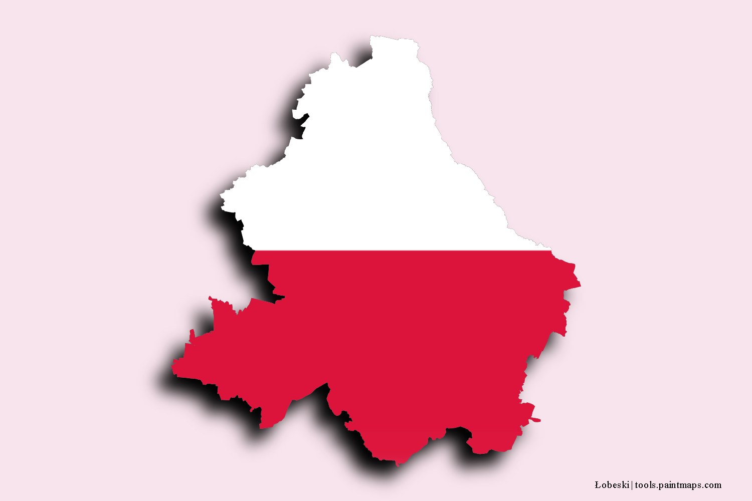 flag map of Łobeski with 3D shadow effect