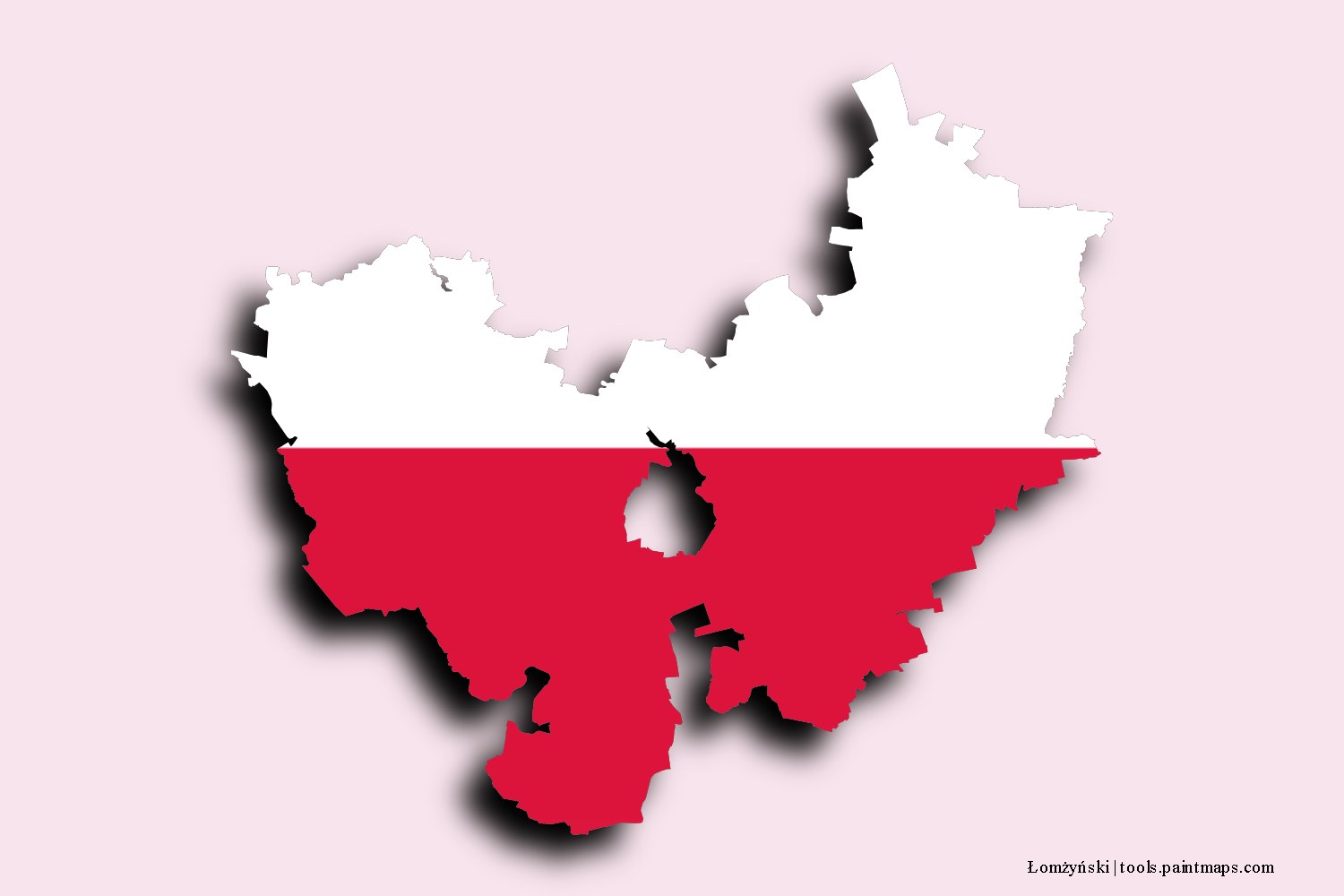 flag map of Łomżyński with 3D shadow effect