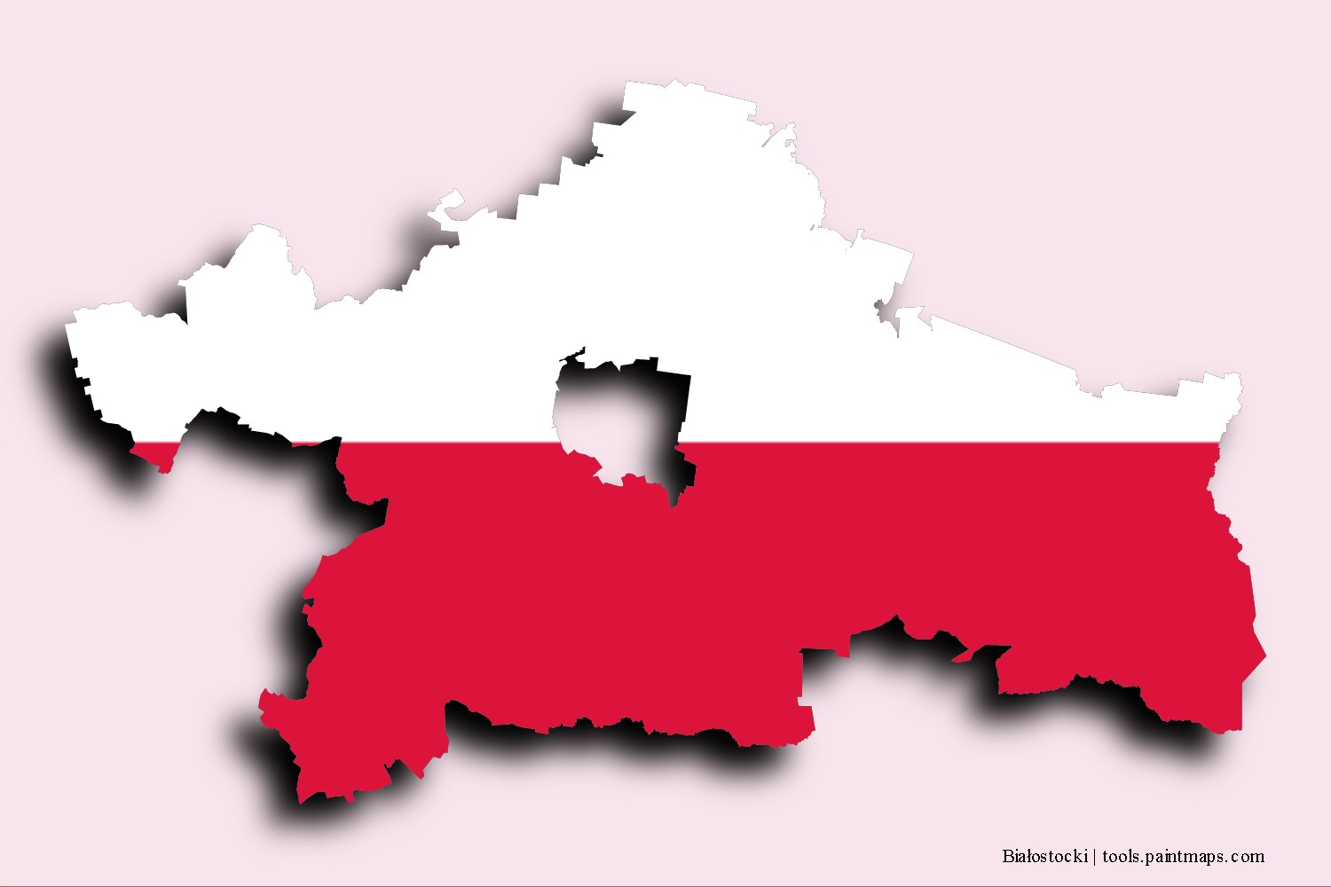 Mapa de la bandera de Białostocki con efecto de sombra 3D