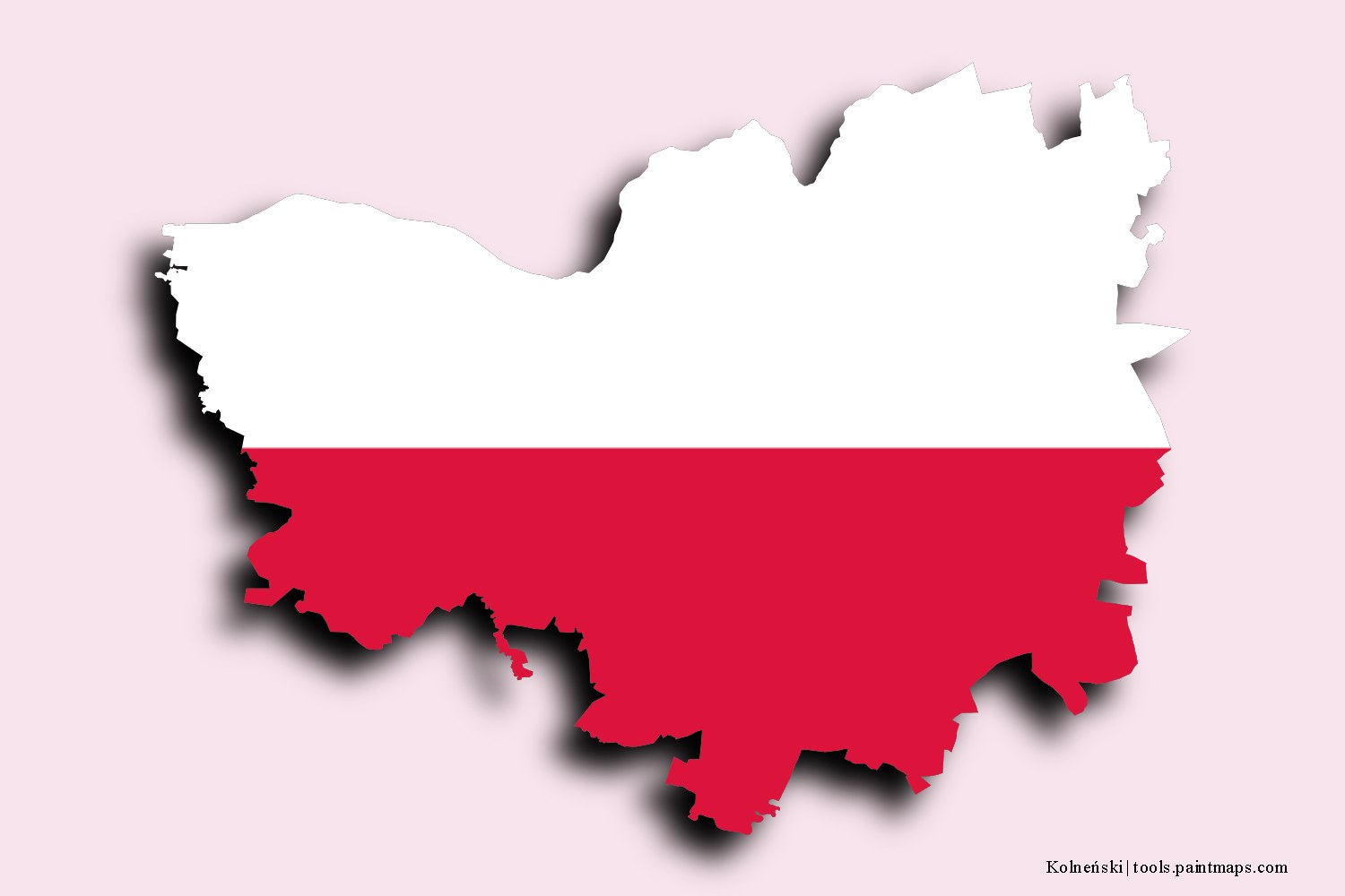 flag map of Kolneński with 3D shadow effect