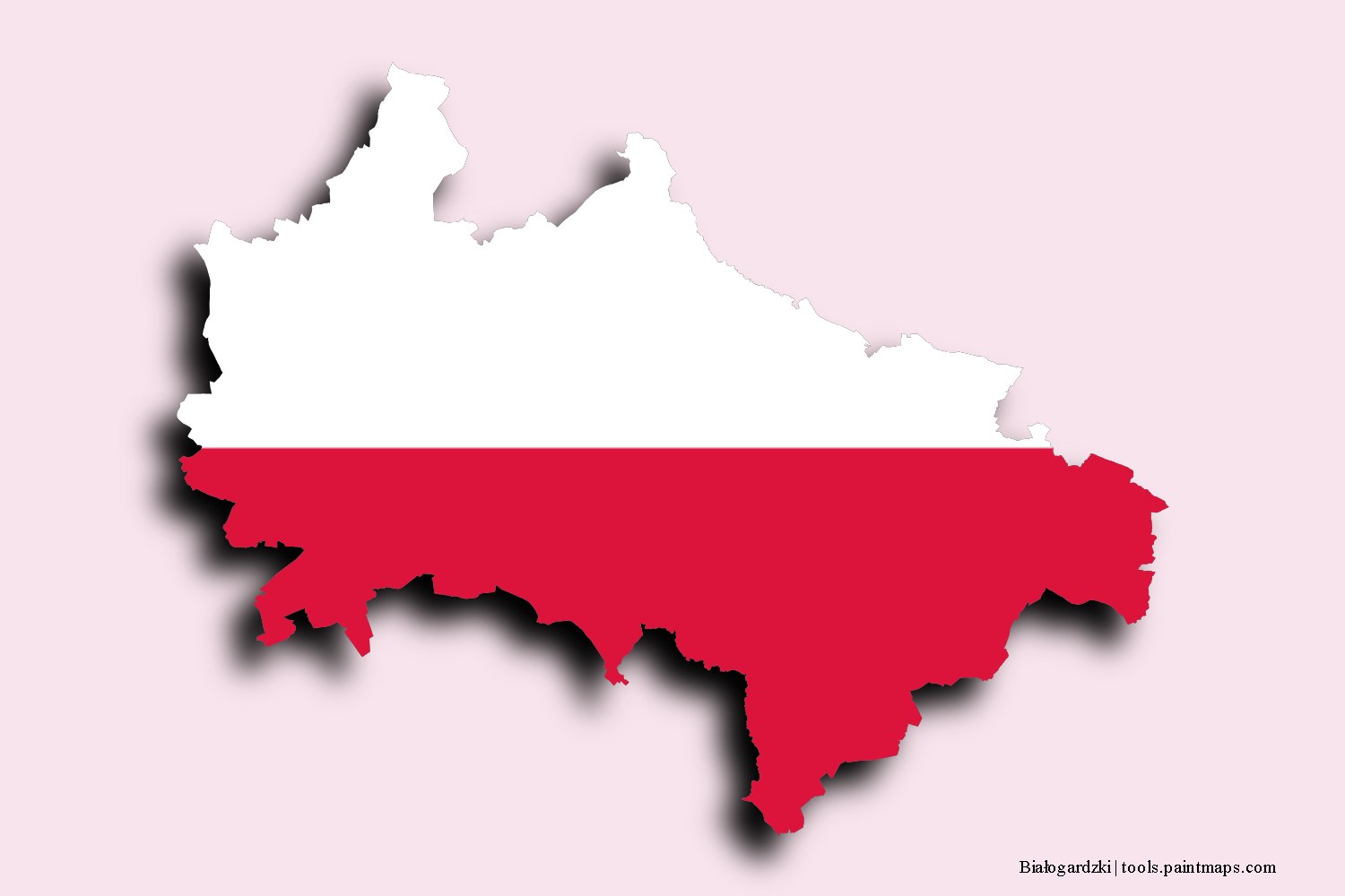 Mapa de la bandera de Białogardzki con efecto de sombra 3D