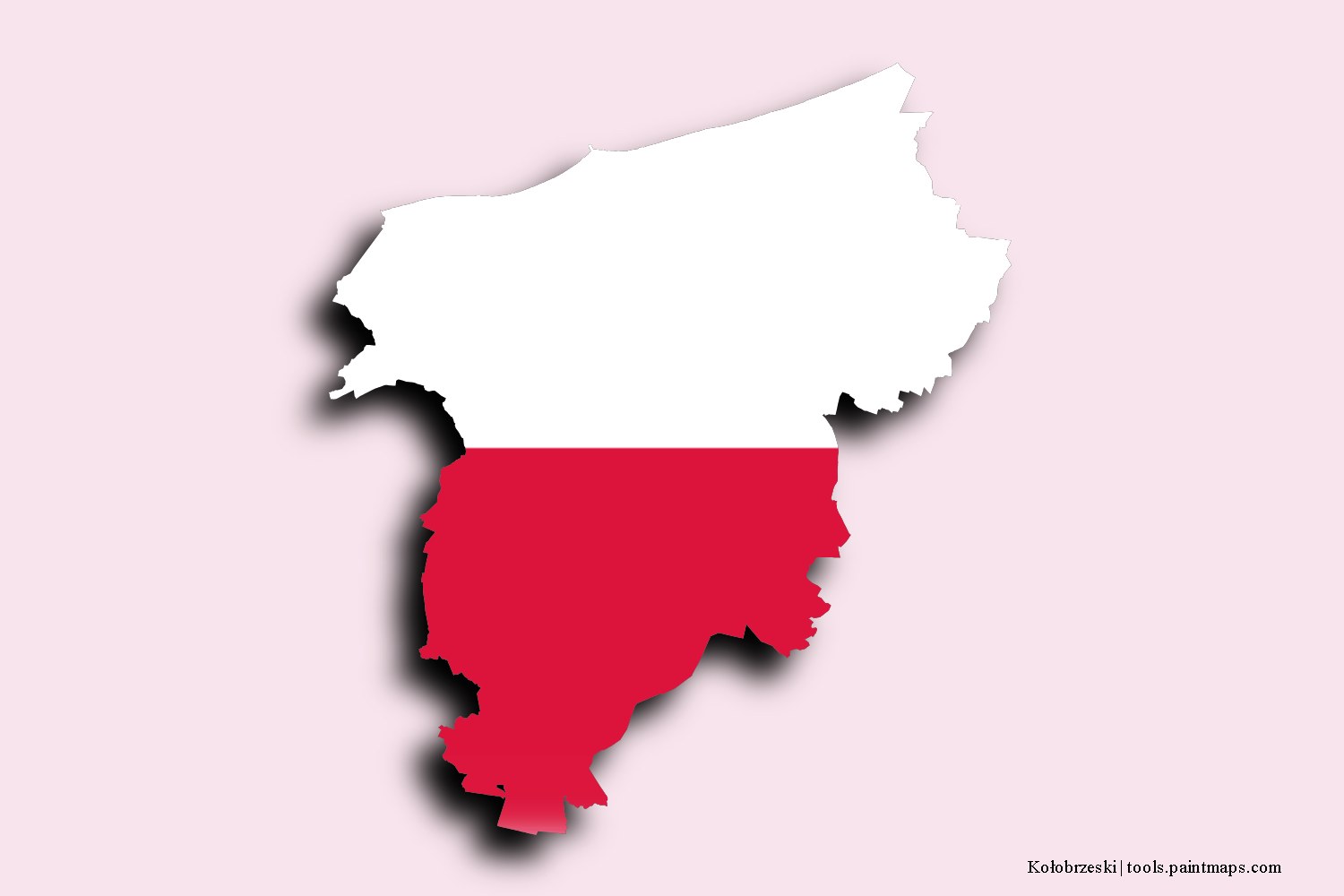 flag map of Kołobrzeski with 3D shadow effect